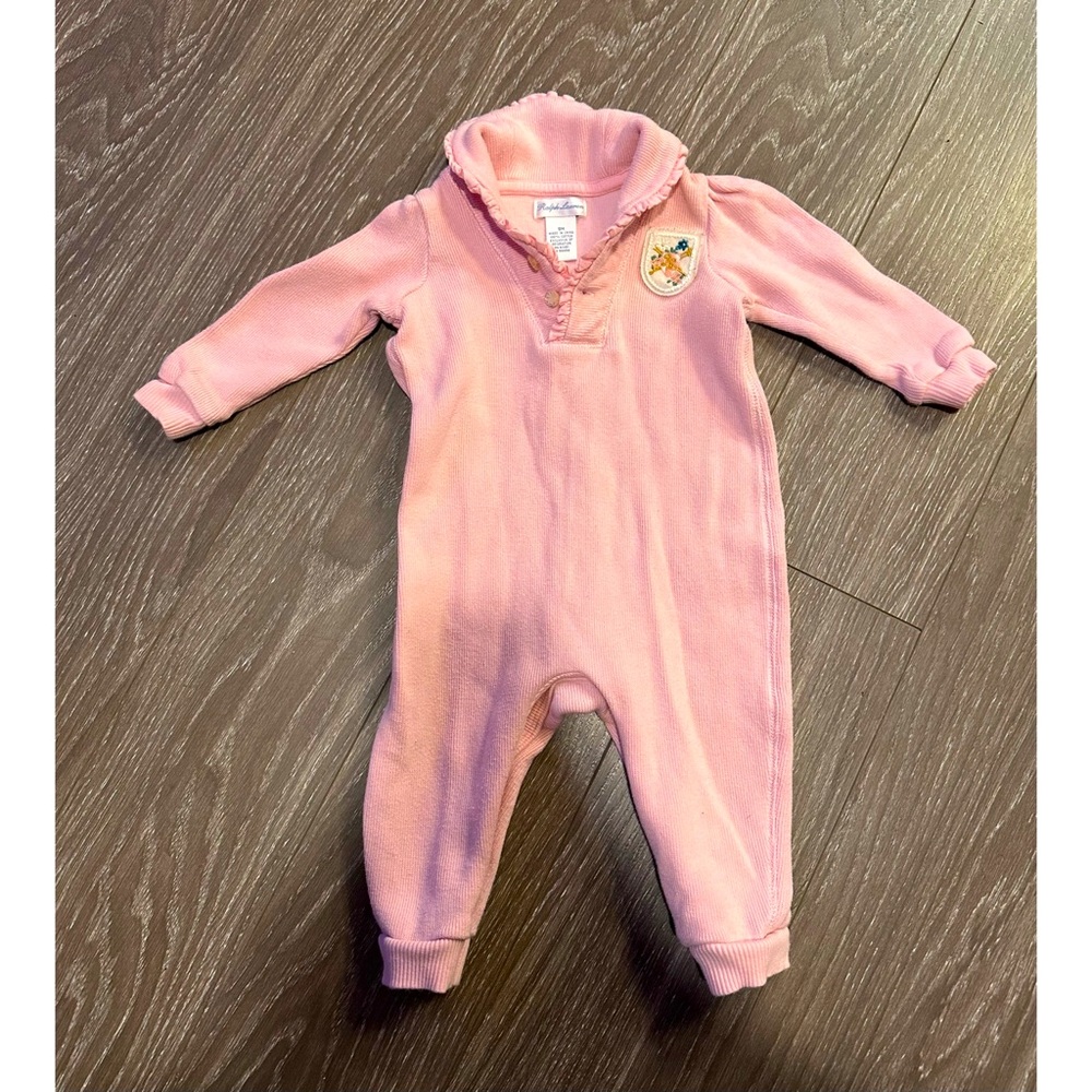 Ralph Lauren Layette Pink Jumpsuit Coverall - 9M